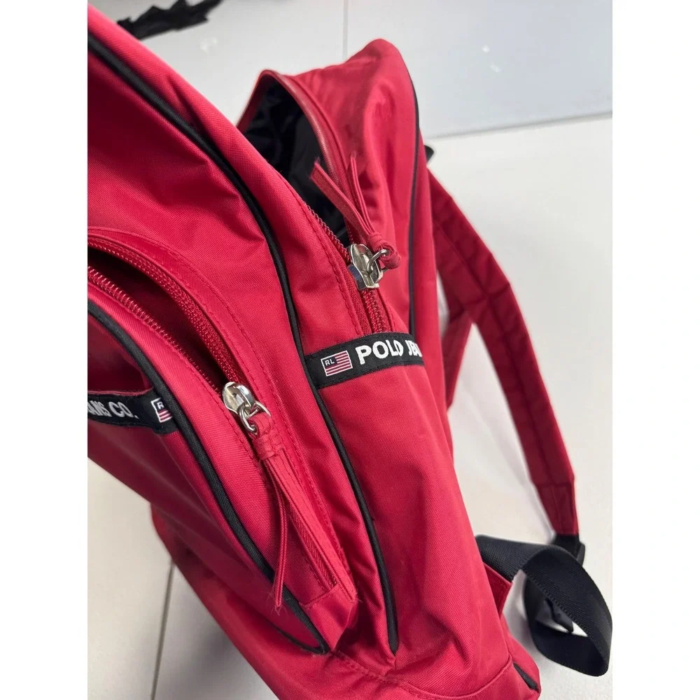 Polo Jeans Co. Ralph Lauren Backpack Bookbag Red‎ Travel School Bag
